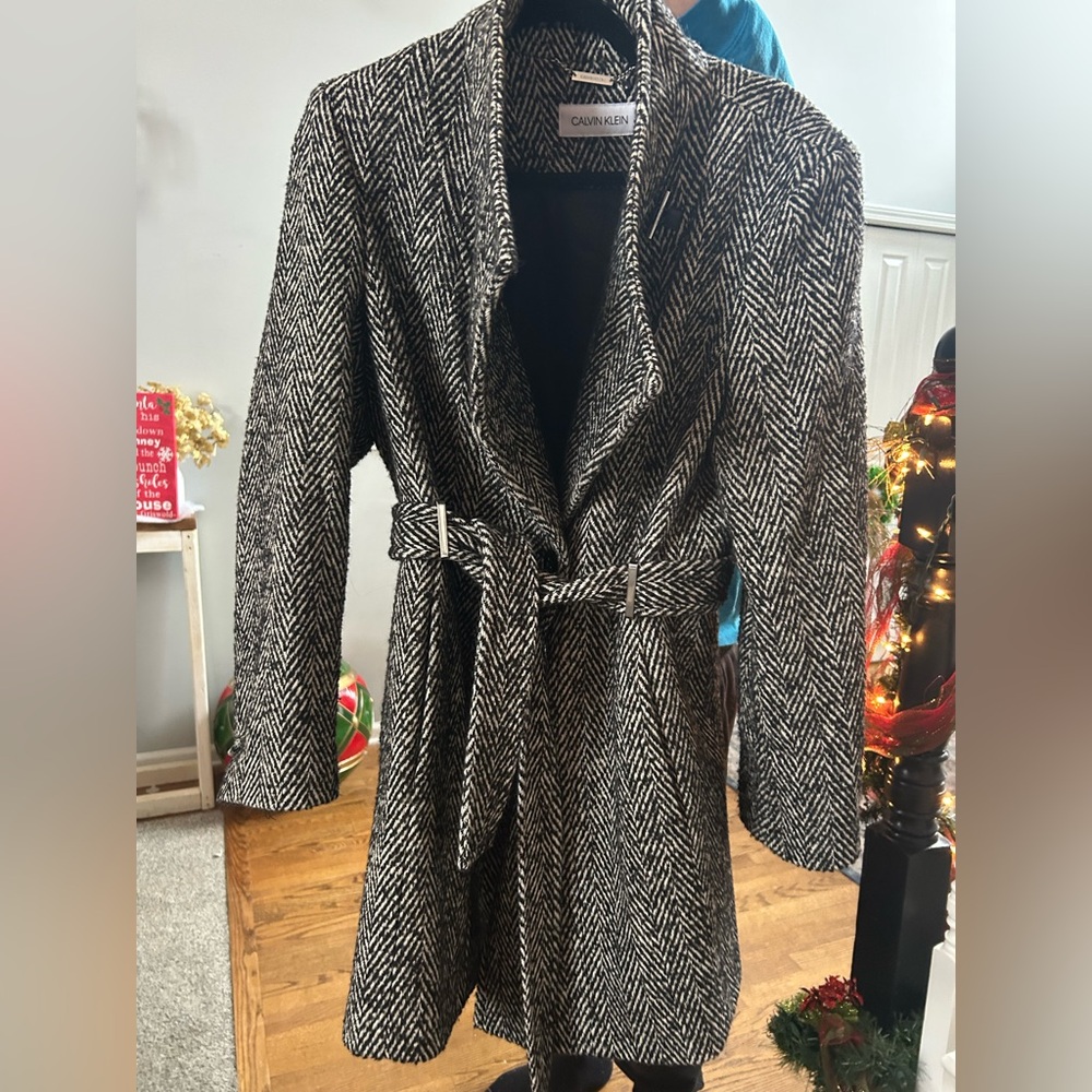 Calvin Klein Black and White Trench Coat
